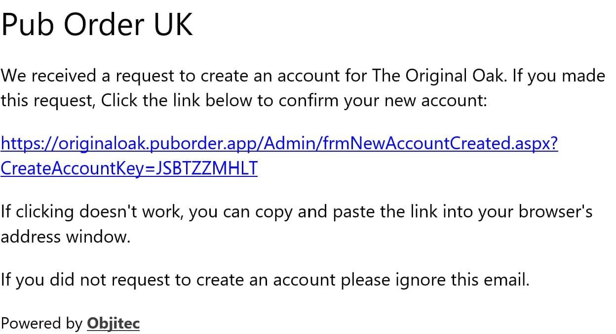 email pub order email